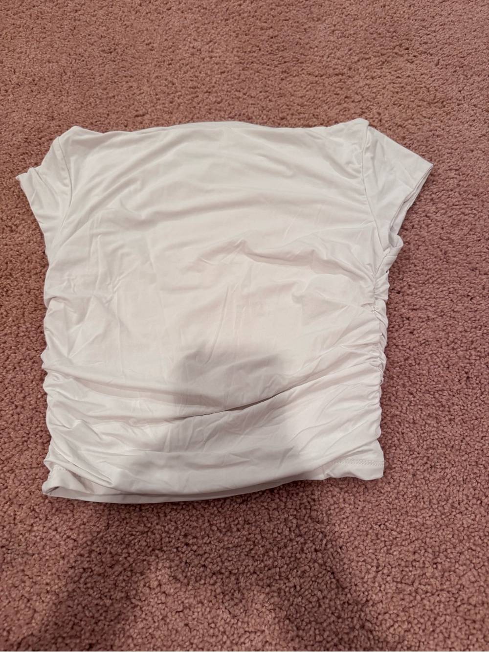 White Short Sleeve Ruched Side Tee